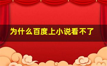 为什么百度上小说看不了