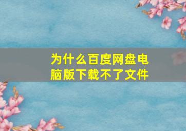 为什么百度网盘电脑版下载不了文件