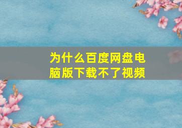 为什么百度网盘电脑版下载不了视频