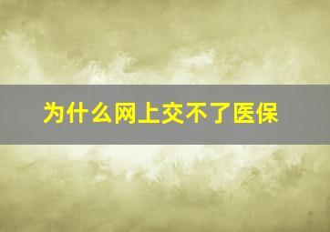 为什么网上交不了医保