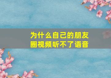 为什么自己的朋友圈视频听不了语音