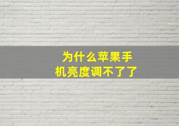 为什么苹果手机亮度调不了了