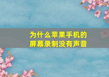 为什么苹果手机的屏幕录制没有声音