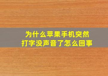 为什么苹果手机突然打字没声音了怎么回事