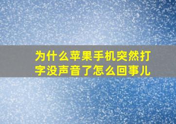 为什么苹果手机突然打字没声音了怎么回事儿