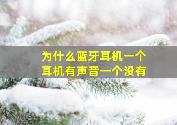 为什么蓝牙耳机一个耳机有声音一个没有