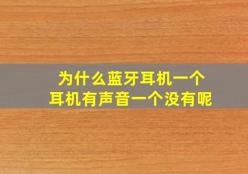 为什么蓝牙耳机一个耳机有声音一个没有呢