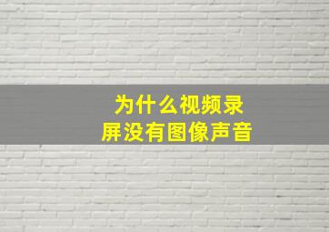 为什么视频录屏没有图像声音