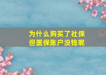 为什么购买了社保但医保账户没钱呢