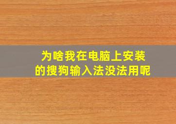 为啥我在电脑上安装的搜狗输入法没法用呢