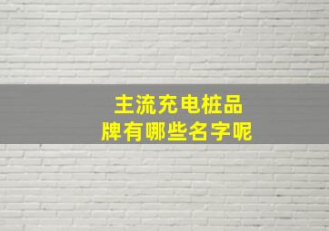 主流充电桩品牌有哪些名字呢