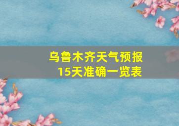 乌鲁木齐天气预报15天准确一览表