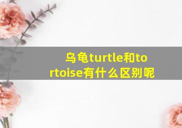 乌龟turtle和tortoise有什么区别呢