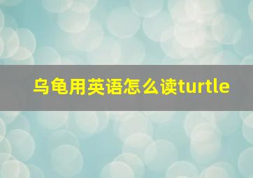 乌龟用英语怎么读turtle