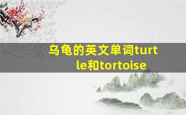 乌龟的英文单词turtle和tortoise