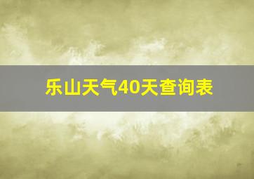 乐山天气40天查询表