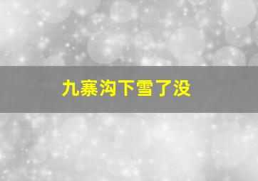 九寨沟下雪了没