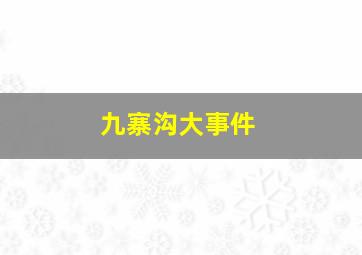 九寨沟大事件