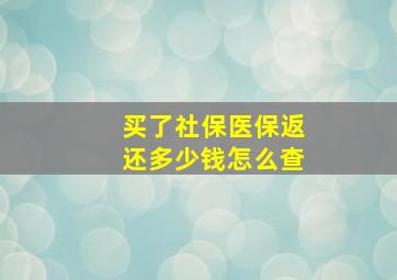 买了社保医保返还多少钱怎么查