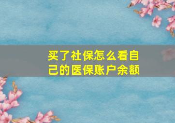 买了社保怎么看自己的医保账户余额