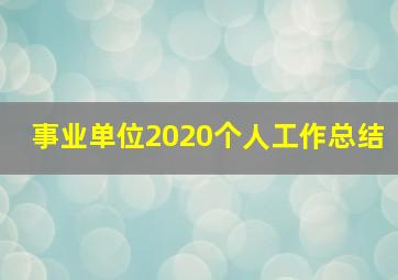 事业单位2020个人工作总结