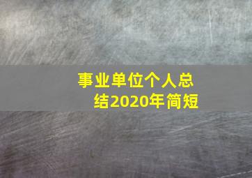 事业单位个人总结2020年简短