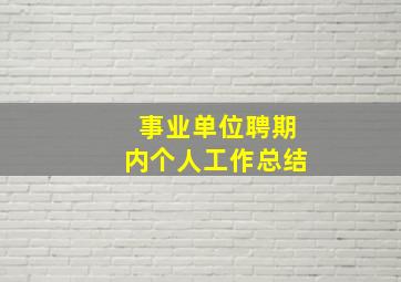 事业单位聘期内个人工作总结