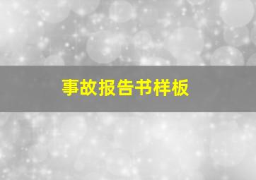 事故报告书样板