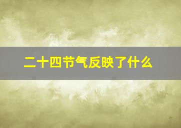 二十四节气反映了什么