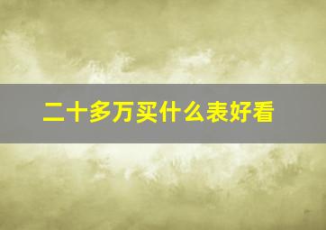 二十多万买什么表好看