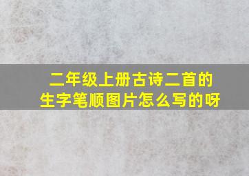 二年级上册古诗二首的生字笔顺图片怎么写的呀