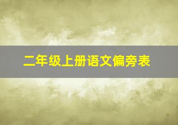 二年级上册语文偏旁表