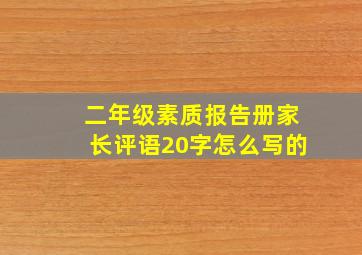 二年级素质报告册家长评语20字怎么写的