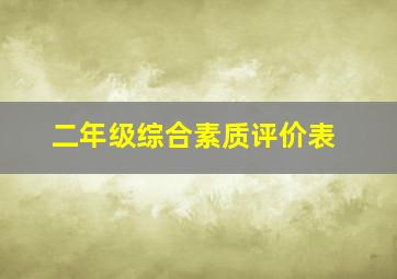 二年级综合素质评价表