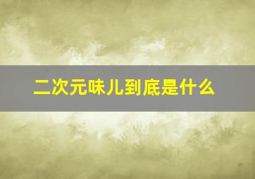 二次元味儿到底是什么