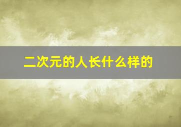 二次元的人长什么样的