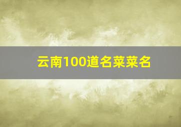 云南100道名菜菜名