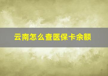 云南怎么查医保卡余额