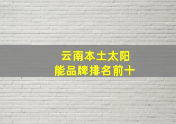 云南本土太阳能品牌排名前十