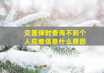 交医保时查询不到个人应缴信息什么原因