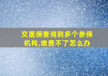 交医保查询到多个参保机构,缴费不了怎么办