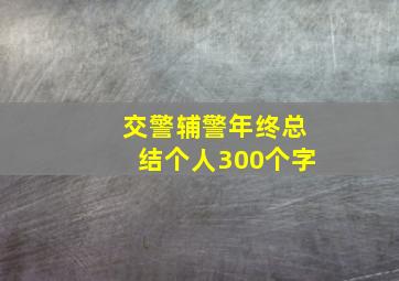 交警辅警年终总结个人300个字