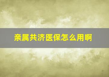 亲属共济医保怎么用啊