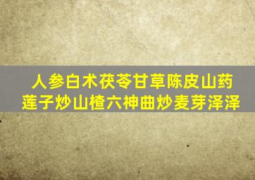 人参白术茯苓甘草陈皮山药莲子炒山楂六神曲炒麦芽泽泽