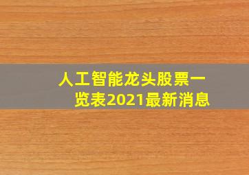 人工智能龙头股票一览表2021最新消息