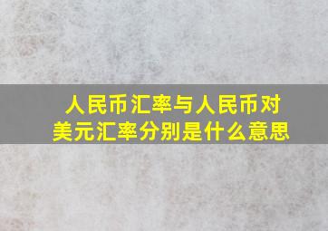 人民币汇率与人民币对美元汇率分别是什么意思