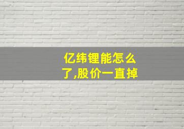 亿纬锂能怎么了,股价一直掉