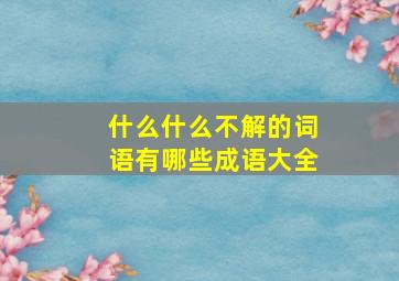 什么什么不解的词语有哪些成语大全