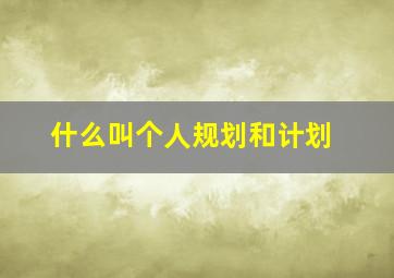 什么叫个人规划和计划