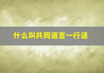 什么叫共同语言一行话